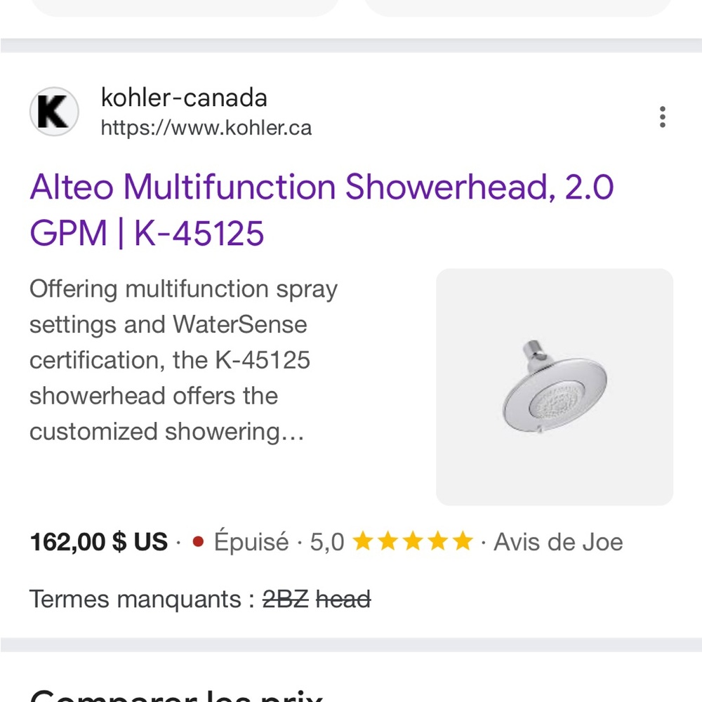 Brand new! Kohler Alteo Multifunction Showerhead, 2.0
GPM K-45125 - Picture 2 of 15